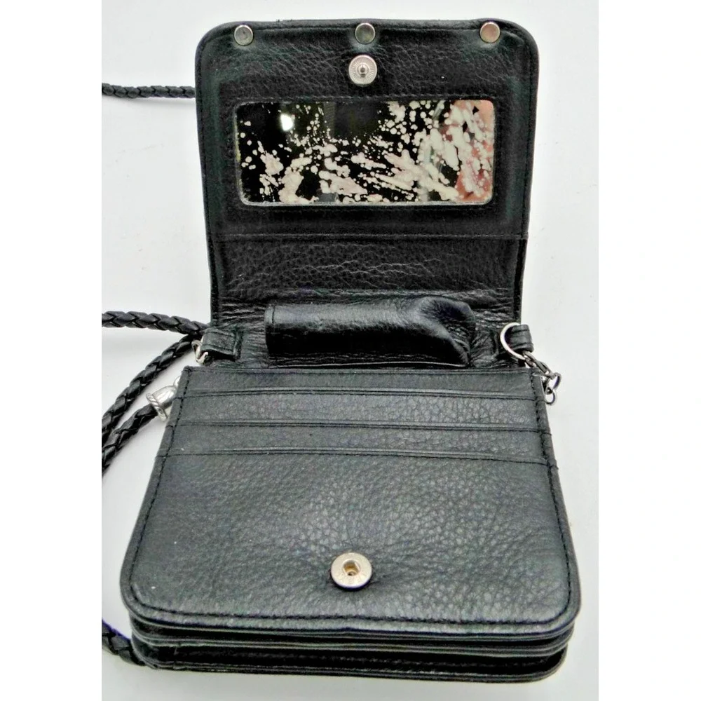 Brighton Black‎ Leather And Croc Wallet Crossbody Belt Purse